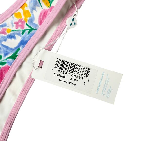 NWT FRANKIE'S BIKINIS Dove Swim Bottom Size Large Painted Petals - Picture 4 of 7